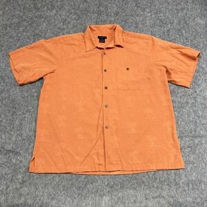 Gordon Clothing Co Shirt Mens 2XL Orange Palm Tree Button Up Camp Casual Summer